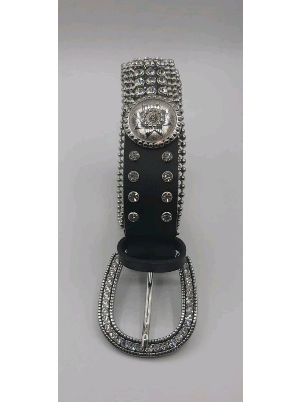 Christine Alexander Women's Embellished Crystal Rhinestone Leather Belt Medium